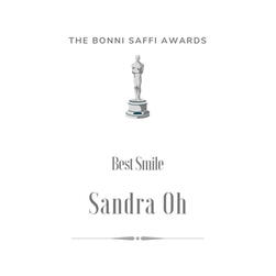 picture that shows the winner for Best Smile at the Oscars and the winner is Sandra Oh